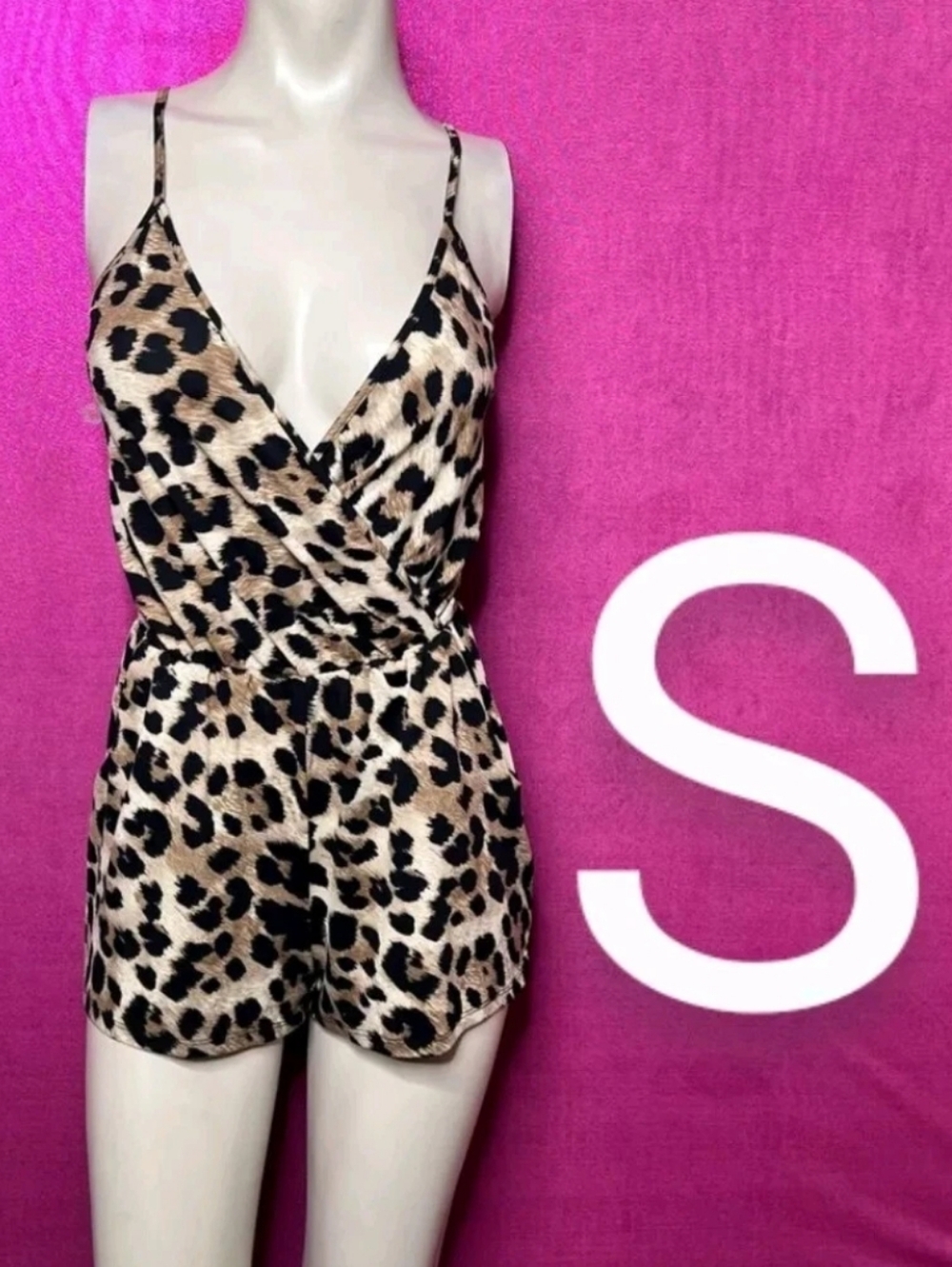 🆕Leopard Cami Low Cut Summer Romper  Size S